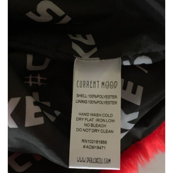 Dolls Kill Current Mood Racked Up Faux Fur Coat Jacket Red NOWT - Picture 7 of 8